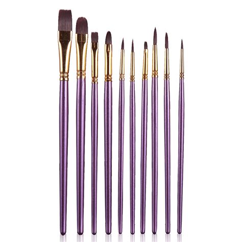 10pcsset Artist Oil Painting Brush Watercolor Pen Paintbrush Purple