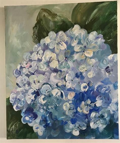 Large Hydrangea Painting On Canvas Etsy Hydrangea Painting Flower