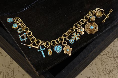 Turquoise And Gold Charm Bracelet Fd Gallery