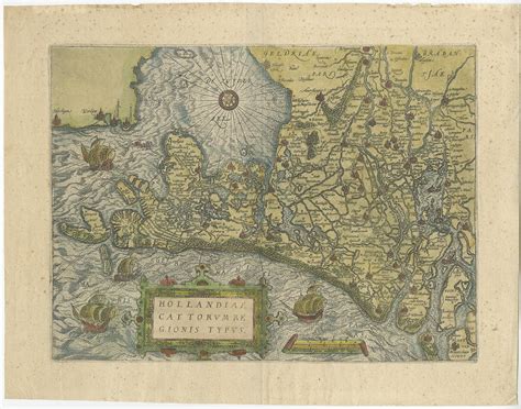 antique map of the netherlands by guicciardini 1582