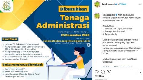 Lowongan kerja terbaru februari 2021 lulusan sma smk d3 s1 s2 semua jurusan | lowongan bumn cpns swasta medis dan dosen februari jika kamu tertarik berakarir di pegadaian, pada kesempatan ini pegadaian membuka lowongan kerja terbaru. KABAR GEMBIRA, Lowongan Kerja di Kejaksaan RI Pegawai Puspenkum untuk Lulusan D3/S1, Daftar di ...