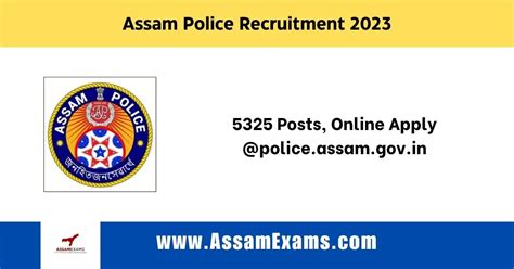 Assam Police Recruitment 2023 5325 Posts Online Apply Police Assam