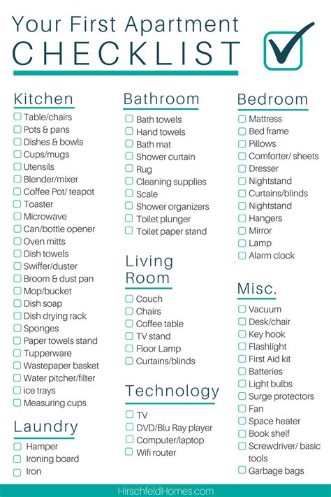 The Ultimate First Apartment Checklist First Apartment Checklist