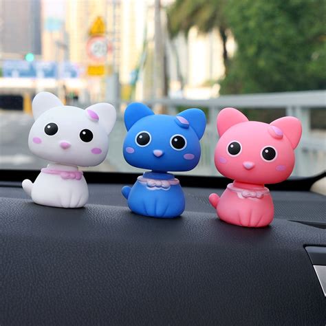 car ornaments cute pvc shaking head cat figures doll kawaii decoration automobiles interior