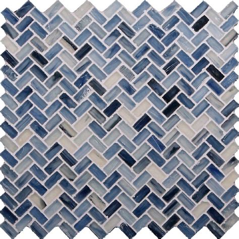 Pacific Blue Herringbone Blue Pool Frosted Glass Modern Tile By Glass Tile Oasis