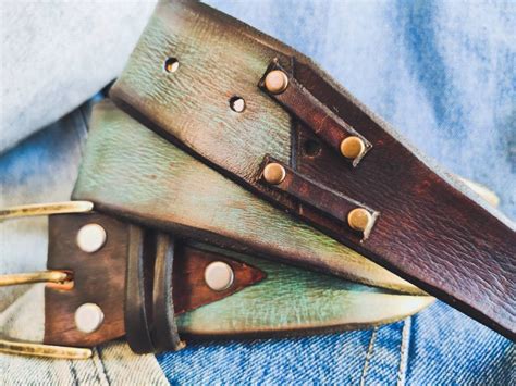 Mens Leather Accessories Mens Leather Belt Vintage Etsy