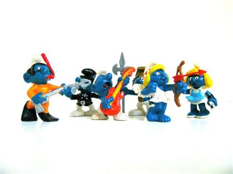 Set Of 6 Retro Smurfs Toys Smurf Figurines Vintage Smurfs Etsy