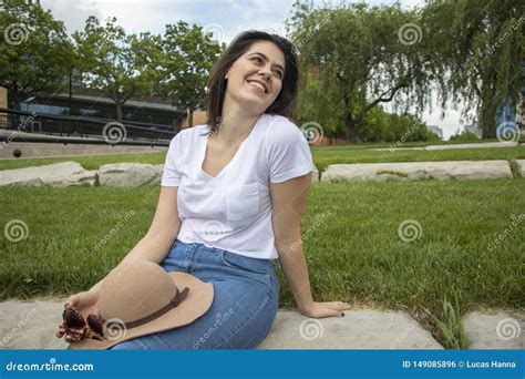 Happy Woman On Sunny Day Stock Photo Image Of Nature