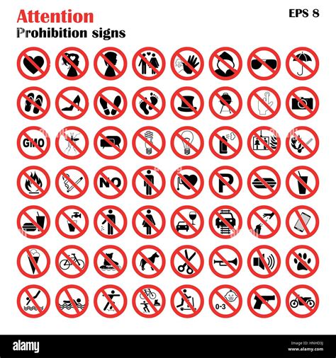Prohibition Sign Icons Collection Set Of Vector Illustration Isolated On White Red Forbidden
