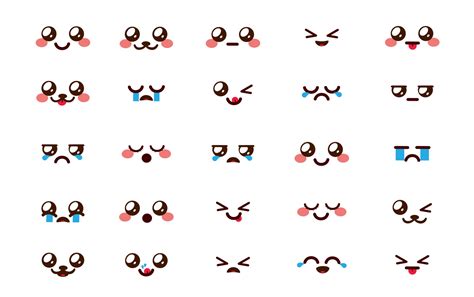 Kawaii Emoji Chibi Vector Set Emoticon Smileys Character In Cute Images And Photos Finder