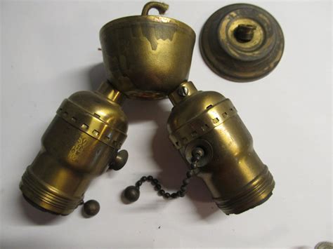 Vintage Leviton Cluster Lamp Light Socket Part Brass Double Etsy