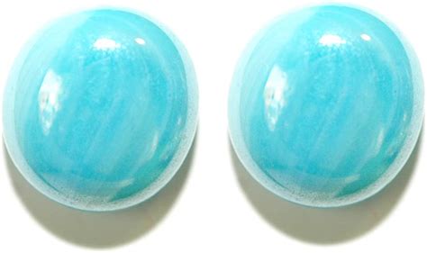 34 Light Blue Opaque Glass Gem Clip On Earrings S103clip