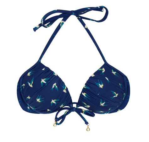 Navy Push Up Bikini Top With Bird Pattern Top Seabird Cheeky Rio De Sol