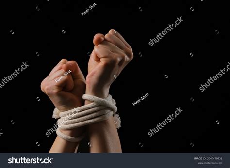 Female Hostage Tied Hands On Dark Stock Photo Shutterstock