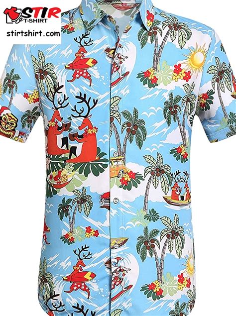 Sslr Men S Santa Claus Party Tropical Ugly Hawaiian Christmas Shirts Ugliest StirTshirt