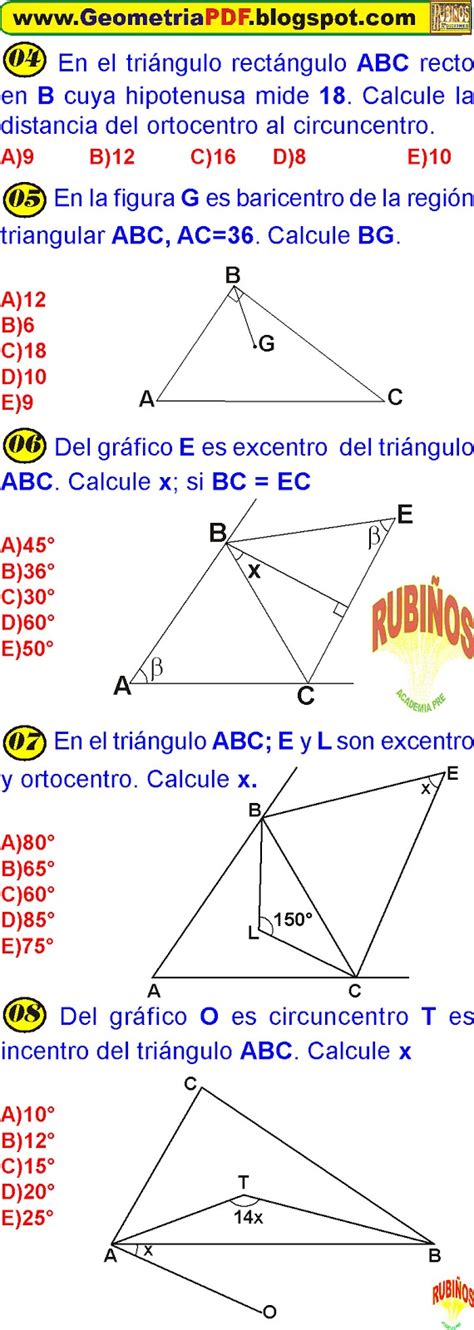 Puntos Notables En Un TriÁngulo Geometria Basica MatemÁticas De