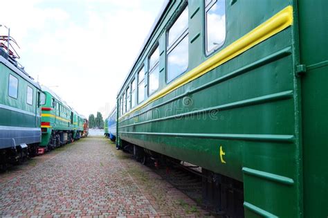 The Carriages Of The Green Train At The Station Editorial Photo
