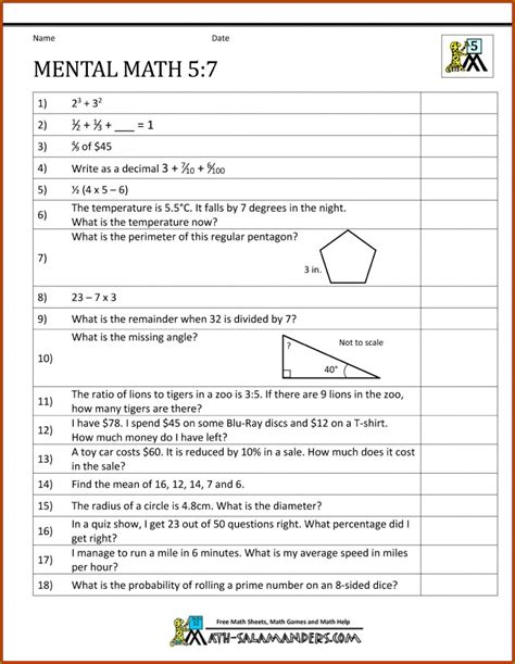 8th Grade Minute Math Worksheets Answers - Worksheet : Resume Examples