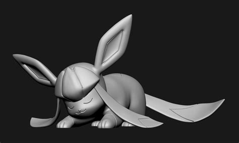 pokemon sleeping glaceon 3d model 3d printable cgtrader