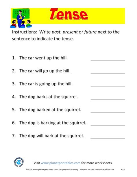 Tense Past Present Future Worksheet For 3rd 4th Grade Lesson Planet