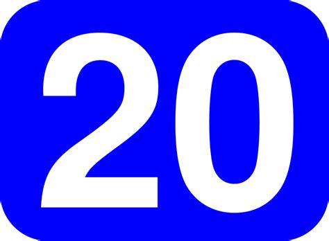 A group of twenty units may also be referred to as a score. File:20 white, blue rounded rectangle.svg - Wikimedia Commons