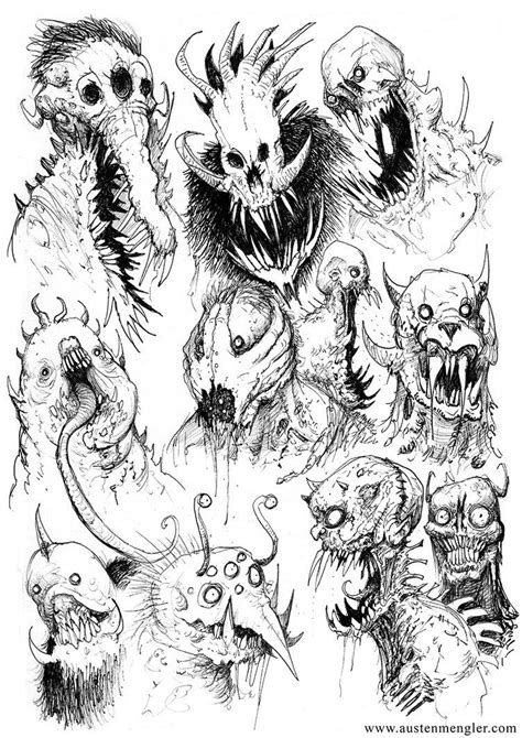Monsters 01 Scary Art Scary Drawings Creepy Drawings