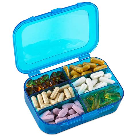 Vitamin Organizer Travel Pill Organizer Box And 6 Compartment Daily