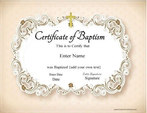 Printable water baptism certificates free printable. Certificate of Baptism | Certificate templates, Free certificate templates, Certificate