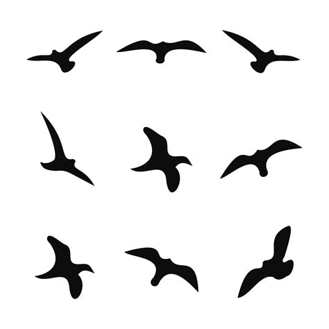 Flying Bird Silhouette Icons Set 2209398 Vector Art At Vecteezy