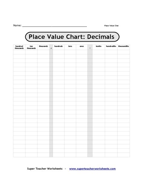 Decimal Place Value Chart 3 Free Templates In Pdf Word Excel Download
