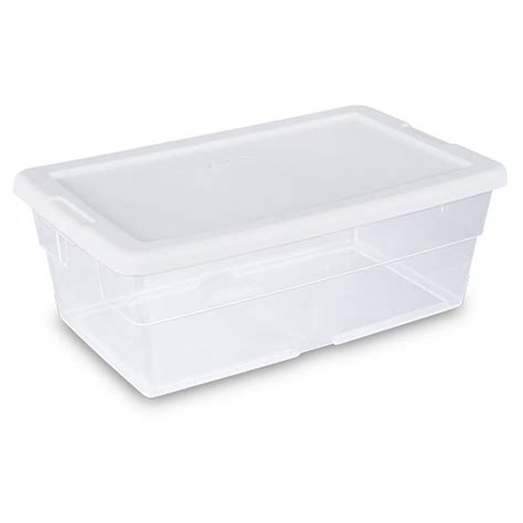 Sterilite 6 Qt Clear Stacking Closet Storage Bin Container With Lid