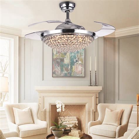 The square footage of your room and ceiling height are the two most important dimensions to consider when selecting a fan model. Natsukage 42 Inch Modern Chrome Crystal Ceiling Fan Light ...