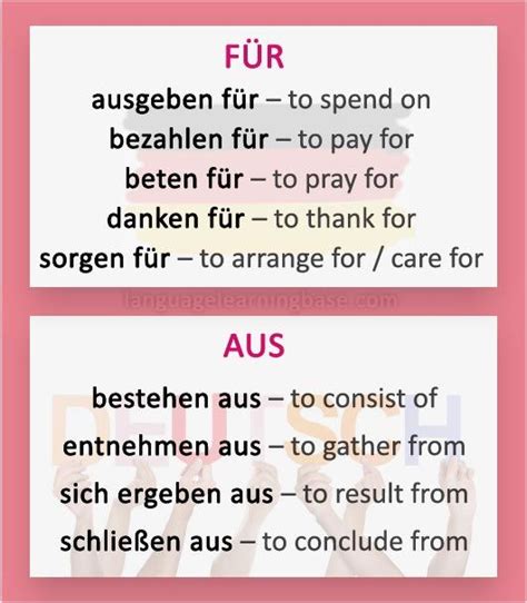 Verben Mit Präpositionen Verbs With Prepositions Learn Germanverbsprepositiongerman