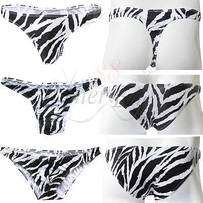 Men S Zebra Print Thong Sous V Tements Bikinis Briefs G String Swimwear