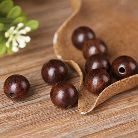 30pcslot Dark Brown Round Wooden Beads Handmade Beaded Processing
