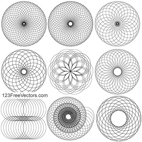 Line Art Circle Design Elements Vector Illustrator Pack Geometric Art