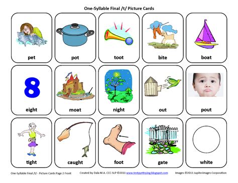 Testy Yet Trying Final T Free Speech Therapy Articulation Picture Cards