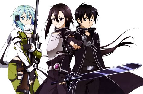 Anime Sword Art Online Ii Kirito Sinon Fond Décran