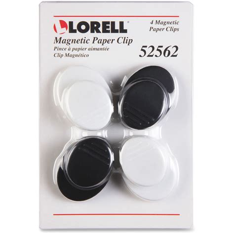 Lorell Plastic Cap Magnetic Paper Clips Round 4 Pack Black