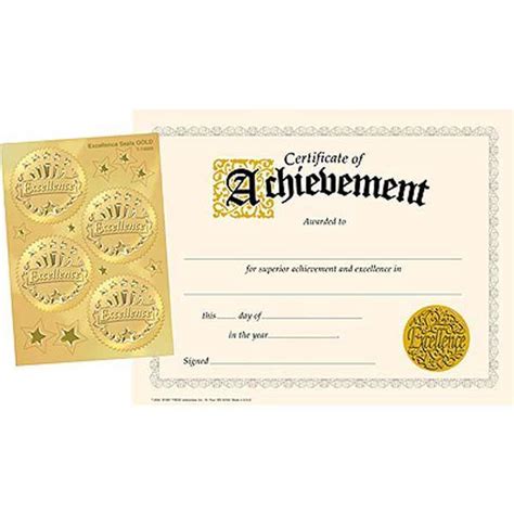 30 Achievement Certificates And 32 Gold Excellence Award Seals Combo