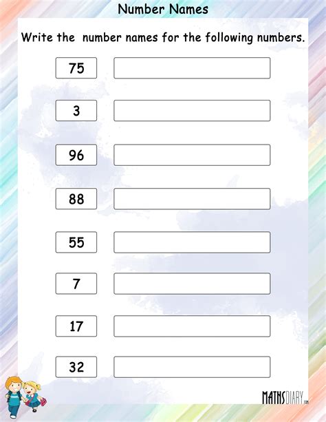 Write Number Names For Given Numbers Math Worksheets