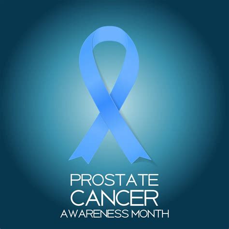 Blue Ribbon Symbol Of World Prostate Cancer Awareness Day Concept Men