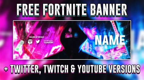 Free Neon Fortnite Banner Template Twitter Twitch And Youtube Versions
