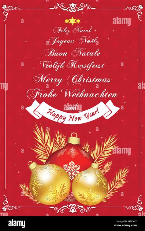 Christmas Wishes In Many Languagesgreeting Card With Snowflakes