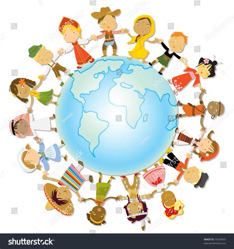 Multicultural Children On Planet Earth Cultural Stock Vector 75628903 ...