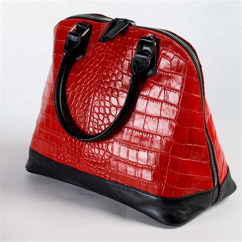 Red Embossed Leather Handbag Zen Mara Blak