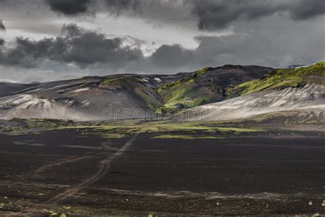 Wonderful Icelandic Nature Landscape High Mountains Snow Black