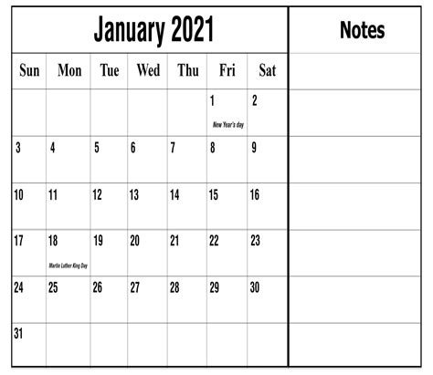 Monthly, yearly or blank calendar. Free January 2021 Printable Calendar Template in PDF ...