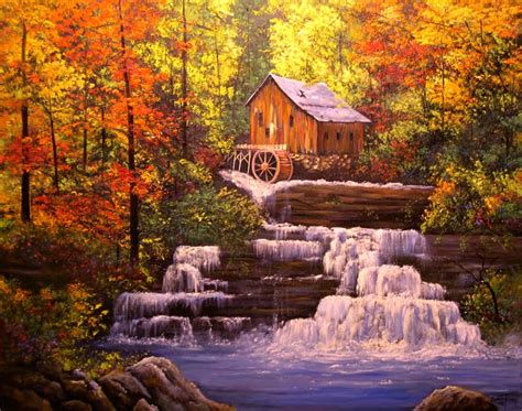 A Painting For You Autumn At The Mill ~ 30x24 A Painting A Day