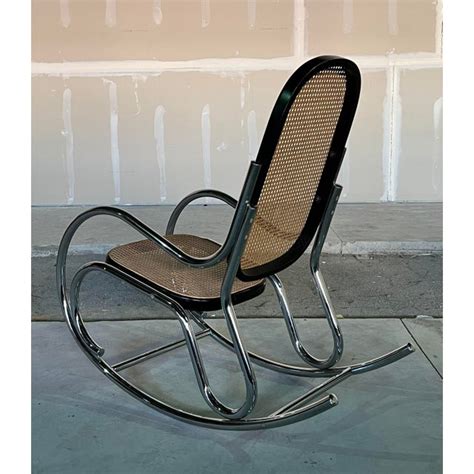 20th Century Modern Tubular Chrome Cane Rocking Chair Attributed Marcel Breuer Chairish
